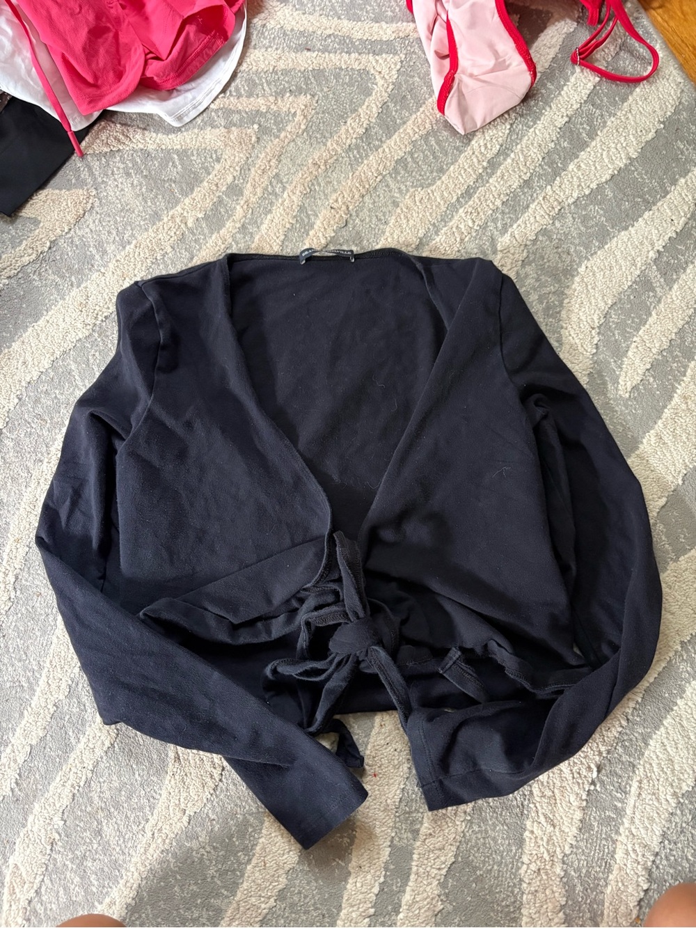 Brandy Melville navy Tie-Front Cropped long sleeve
